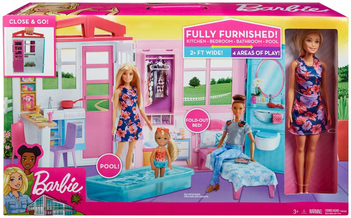 Barbie-Puppenhaus mit Puppe und Möbeln