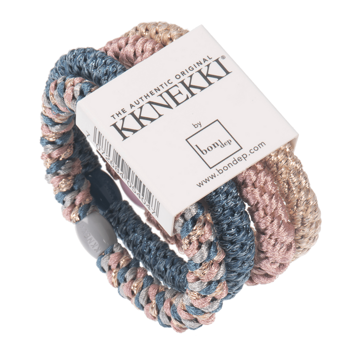 Bon Dep Kknekki Haargummi - Blau / Rosa / Beige Glimmer (4er-Pack)