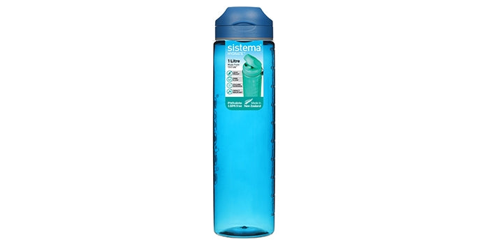 Trinkflasche mit Maßeinheit - Blau (1 Liter)