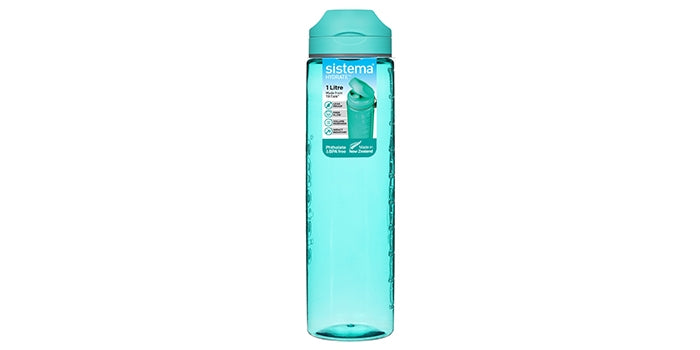 Trinkflasche mit Maßeinheit - Blau Grün (1 Liter)