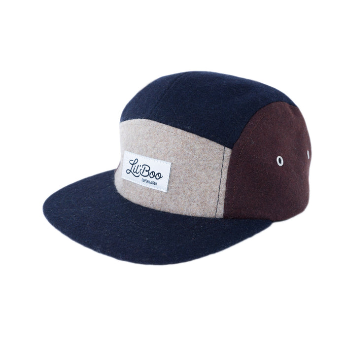 Mütze Blockwolle 5-Panel - Braun (Größe XL, 7-14 Jahre)