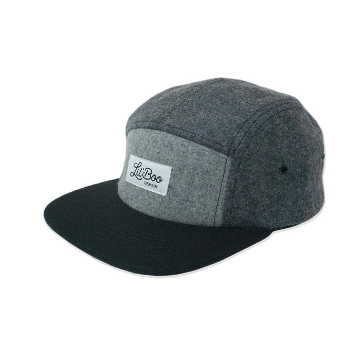 Mütze Blockwolle 5-Panel - Grau (Größe M, 1,5-3 Jahre)