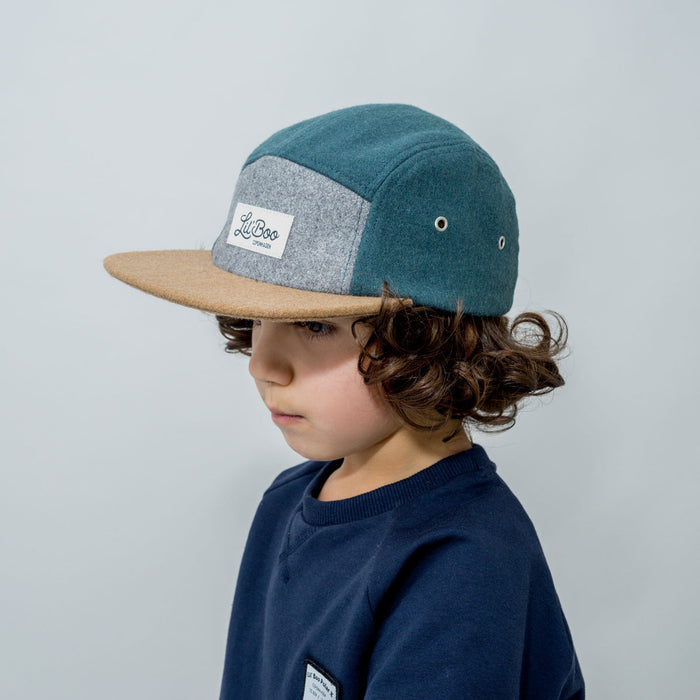 Mütze Blockwolle 5-Panel - Grün (Größe M, 1,5-3 Jahre)