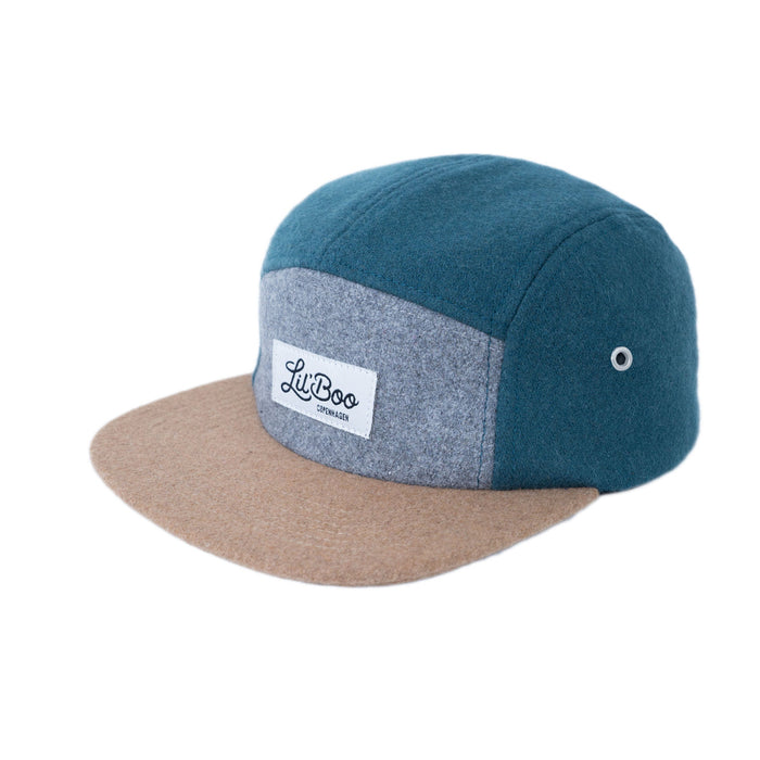 Mütze Blockwolle 5-Panel - Grün (Größe L, 4-7 Jahre)