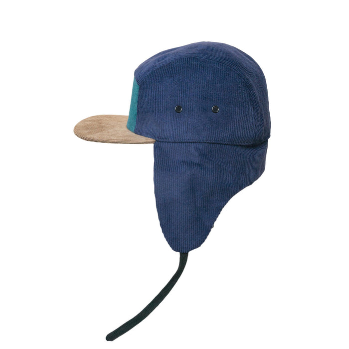 Mütze, Cord Block 5-Panel mit Ohren - Grün (Größe M, 1,5-3 Jahre)