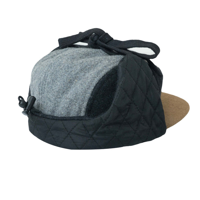 Mütze, Wollblock 5-Panel mit Ohren - Grau/Blau (Größe L, 4-7 Jahre)