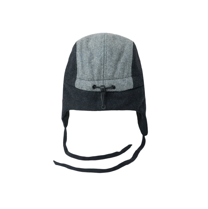 Mütze, Wollblock 5-Panel mit Ohren - Grau/Blau (Größe M, 1,5-3 Jahre)