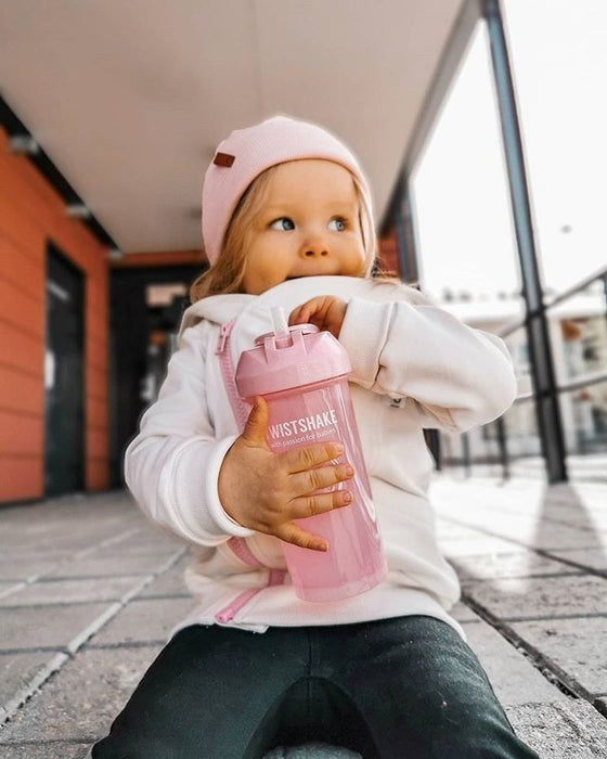 Becher mit Strohhalm - Pastellrosa (360 ml)