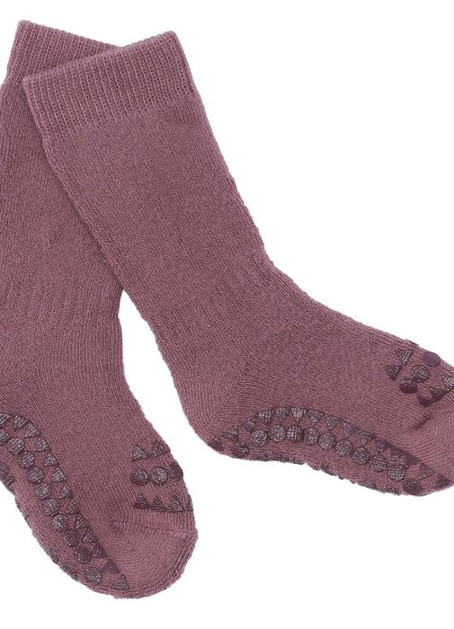 Rutschfeste Socken, Größen 20-22 (1-2 Jahre) - neblige Pflaume