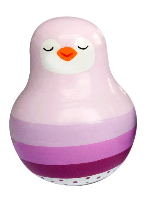 Pinguin taumelt pink