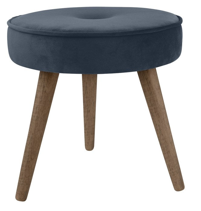 Hocker, blauer Velours