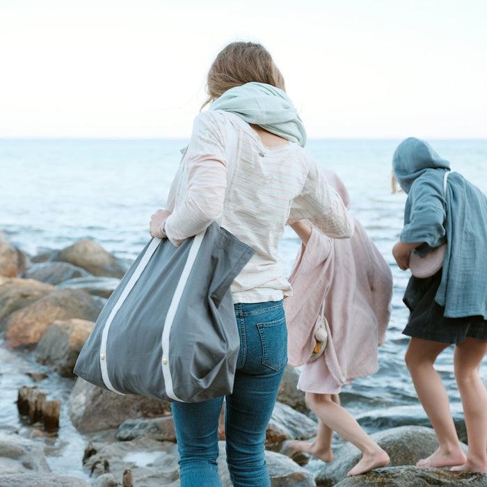 Stofftasche, grau / blau