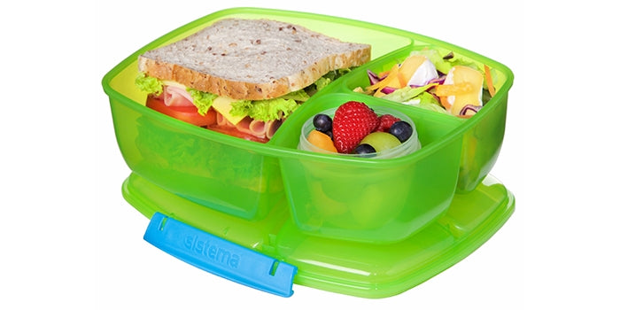 Große Lunchbox mit 3 Fächern inkl. Tasse - Grün