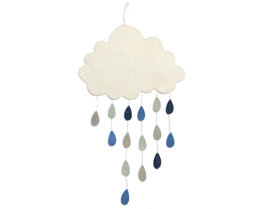 Mobile Wolke mit Tropfen - Blau