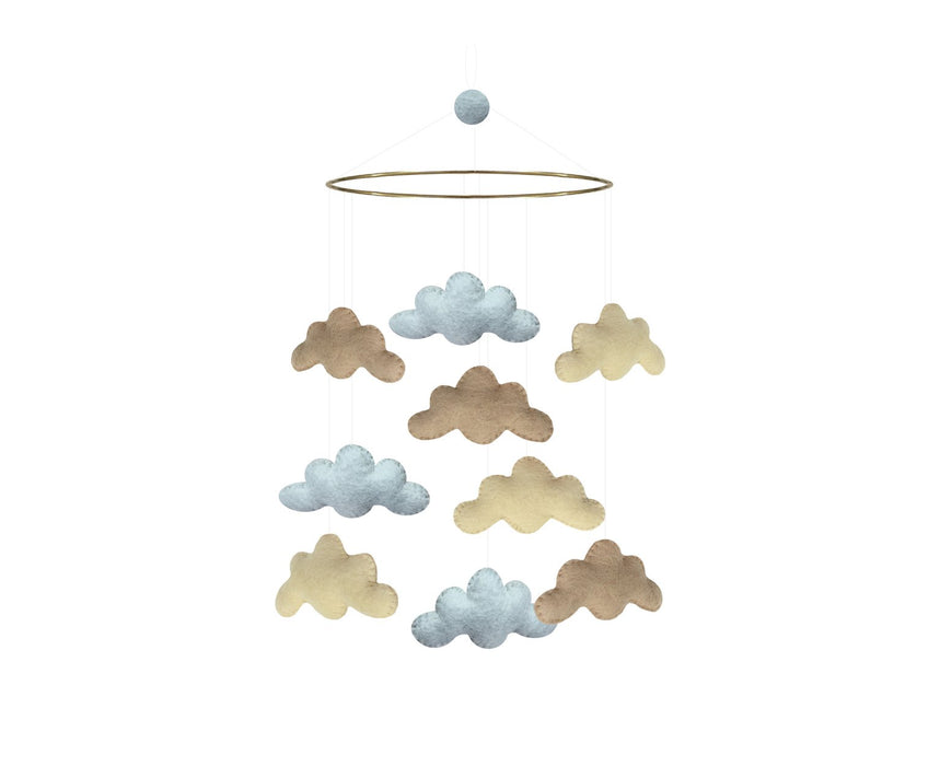 Mobile, Wolken - Beige / Minze / Gelb